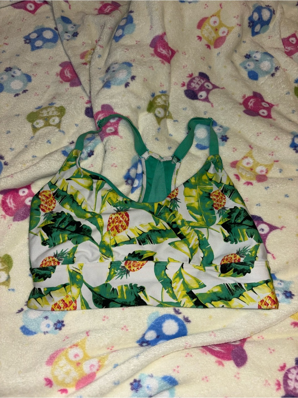 Wildfox Pineapple Print Sports Bra - Green & Yellow